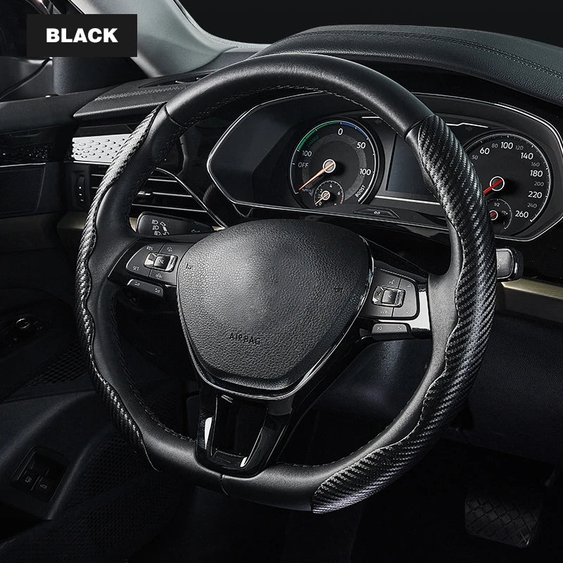 Non-Slip Carbon Fiber Car Steering Cover