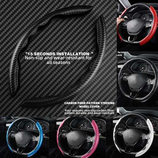 Non-Slip Carbon Fiber Car Steering Cover