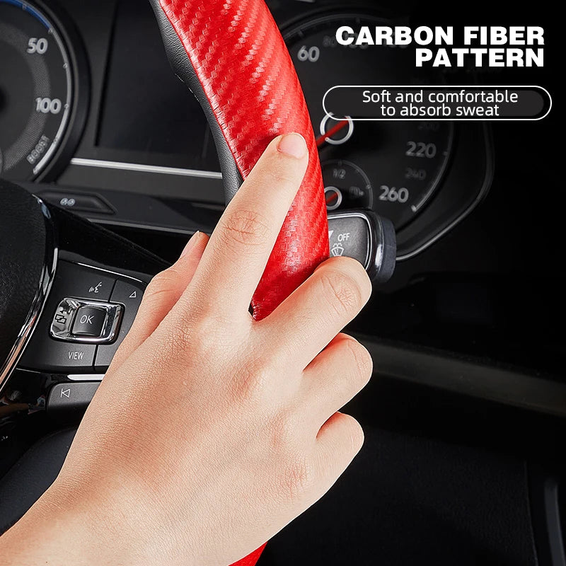 Non-Slip Carbon Fiber Car Steering Cover